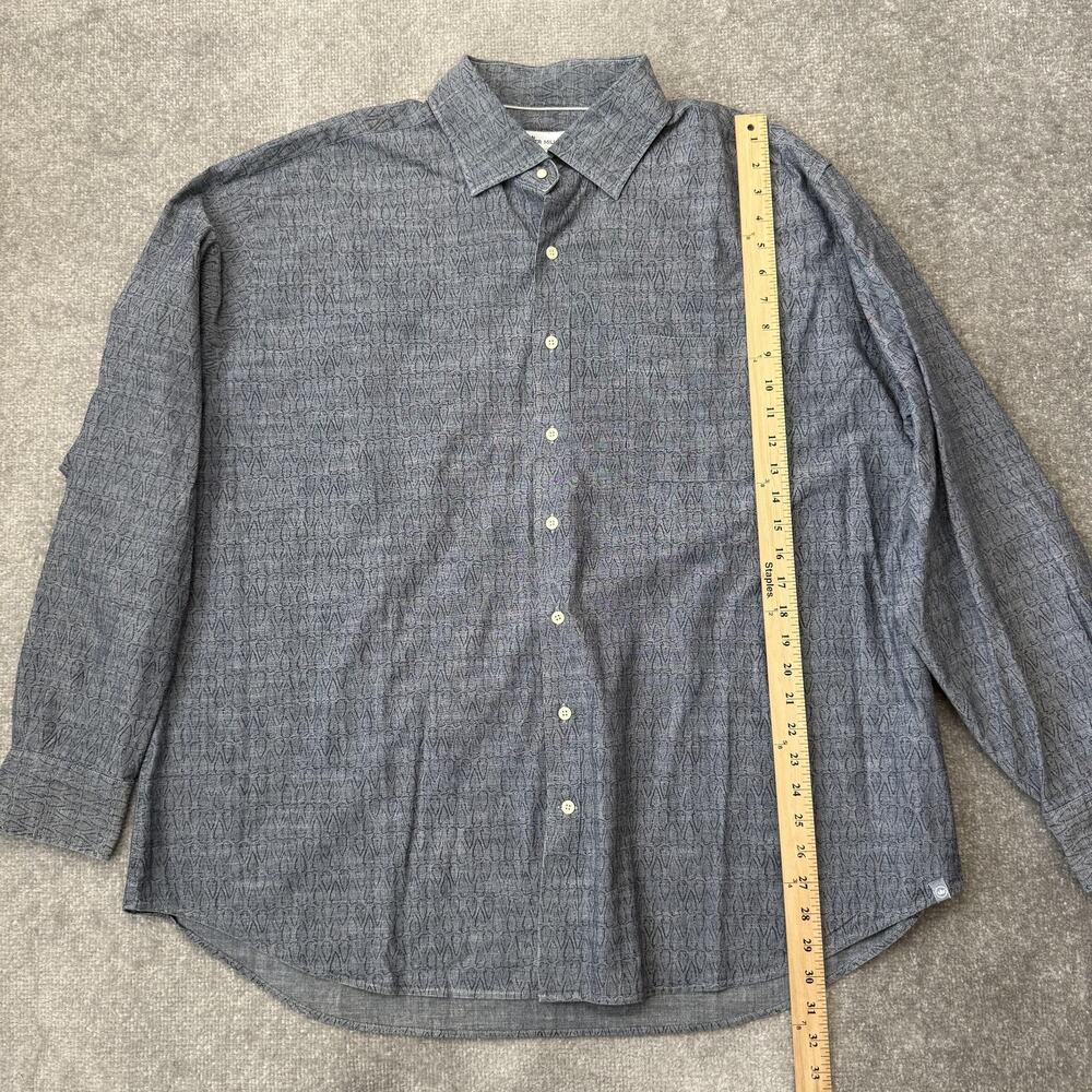 Peter Millar Shirt Mens 2XL Blue Arrowhead Chambray Button Down Long Sleeve - Picture 7 of 8